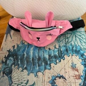 Kids Pink Bunny Waist Bag - Cute Hands-Free Pouch